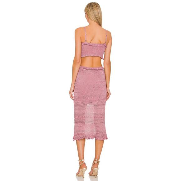 MISA LOS ANGELES Skye Midi Dress Rose Knit Cut-Out Sleeveless Stretch Small NEW - Picture 4 of 12